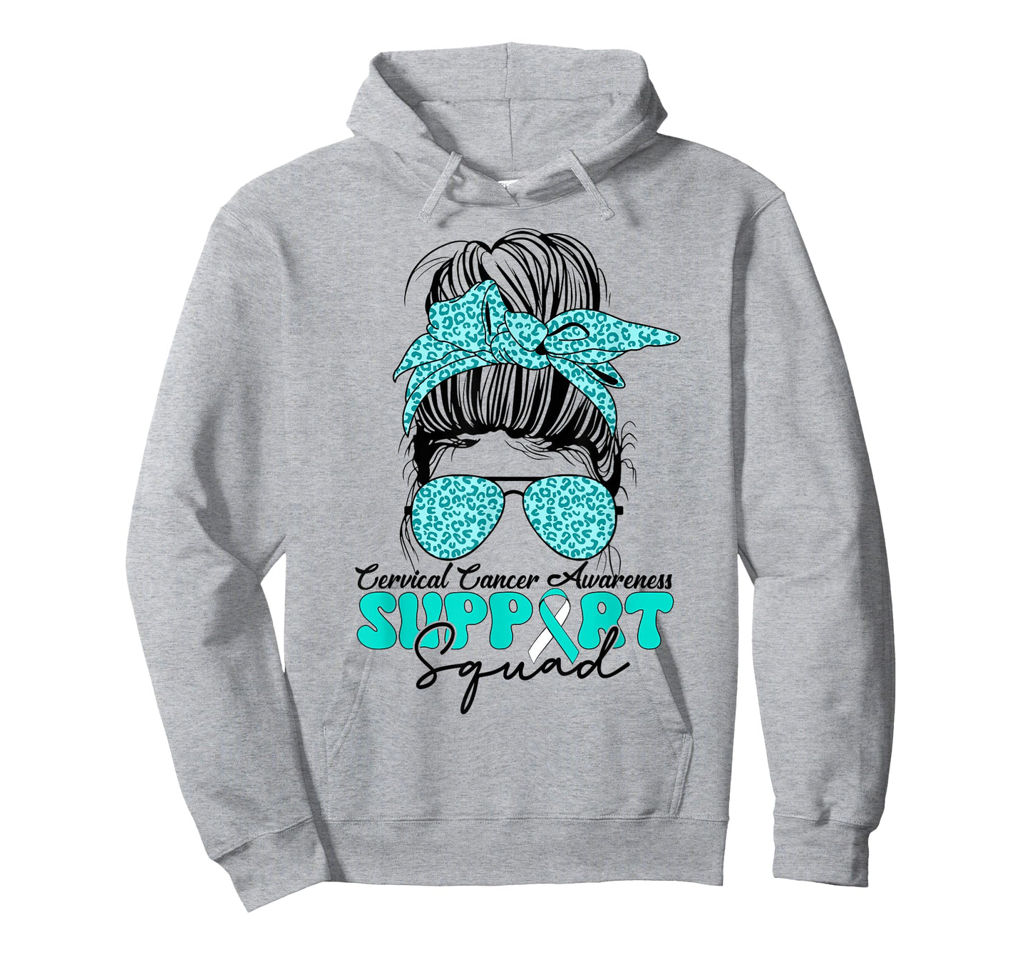 Women Support Cervical Cancer Awareness Teal & White Ribbon T-Shirt