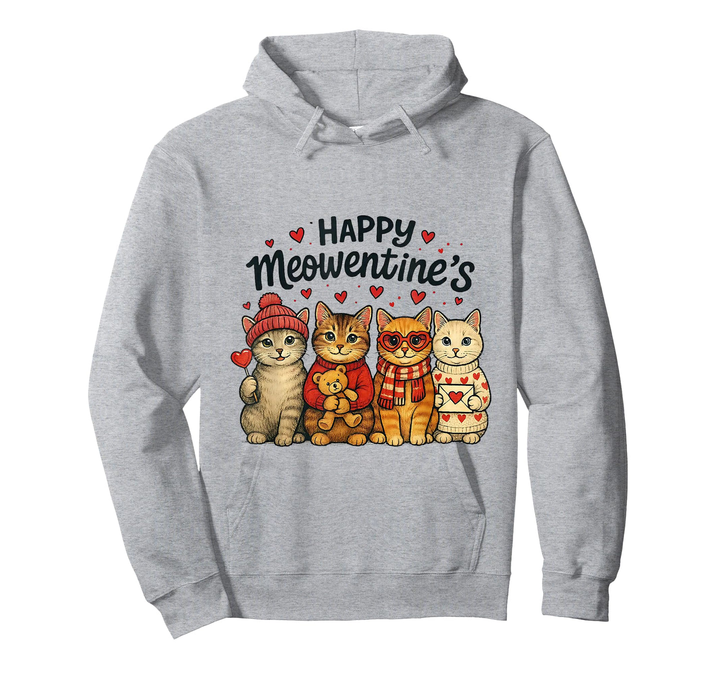 Cute Happy Meowentines Valentine Cats Love Men Women T-Shirt
