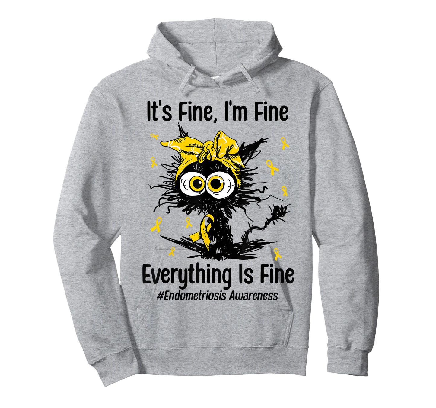 Motivational Endometriosis Awareness Cat Yellow Ribbon Endo T-Shirt
