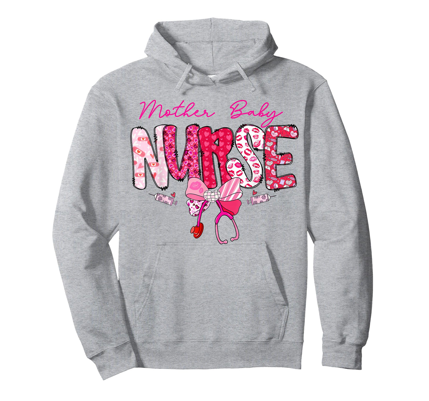 Mother Baby Nurse Valentine's Day Stethoscope Coquette Bow T-Shirt