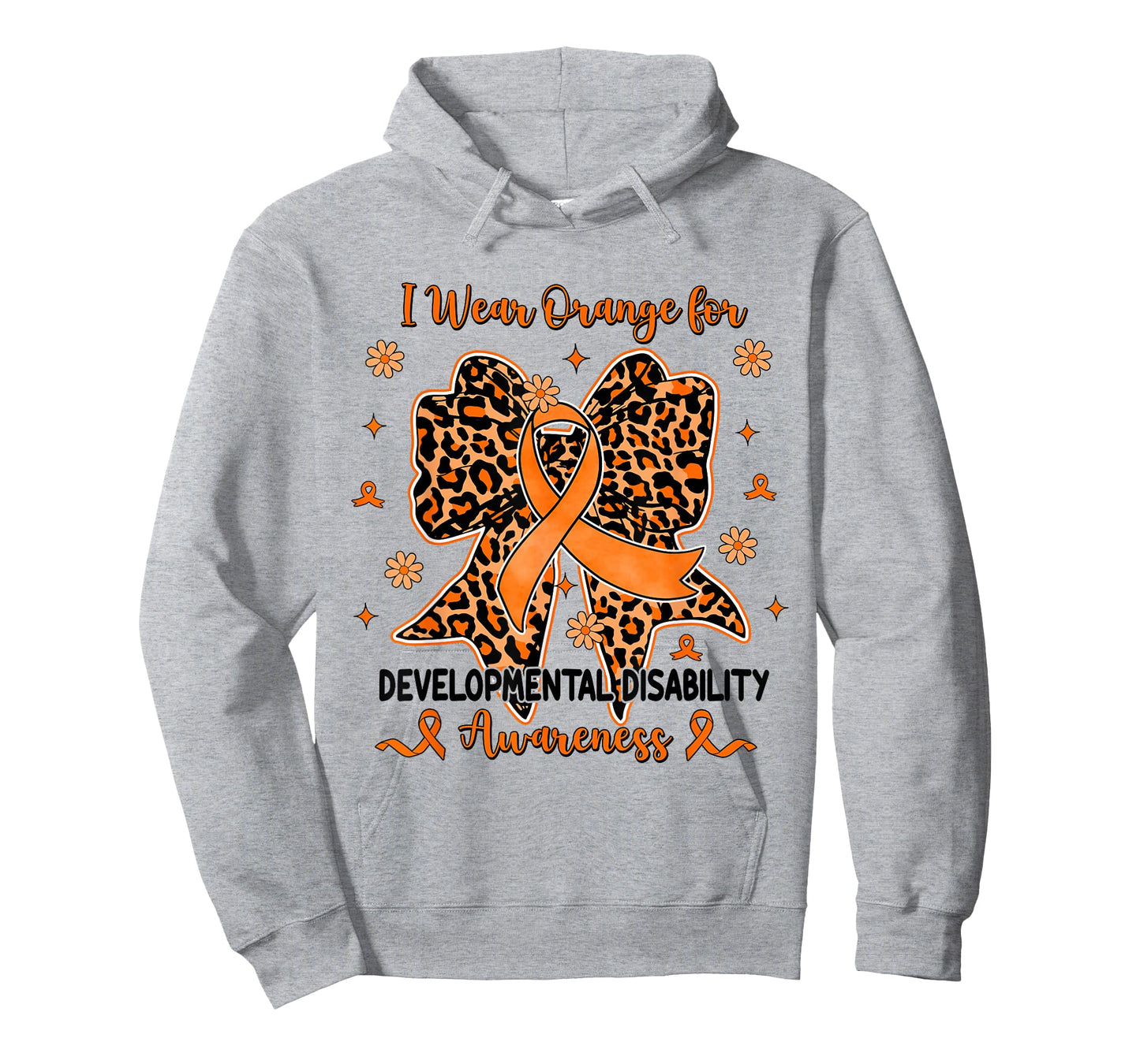 Leopard Coquette Bow Developmental Disability I Wear Orange T-Shirt
