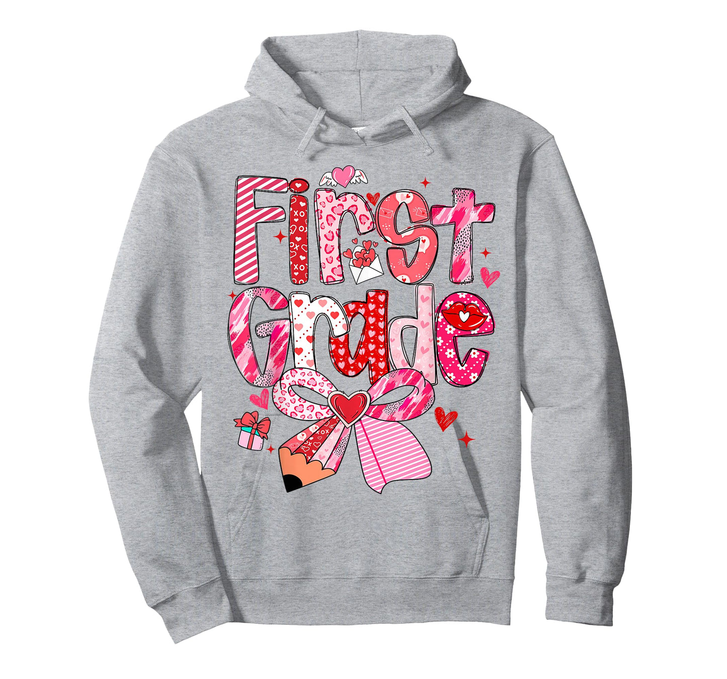 First 1st Grade Valentines Day Coquette Bow Teachers Girls T-Shirt