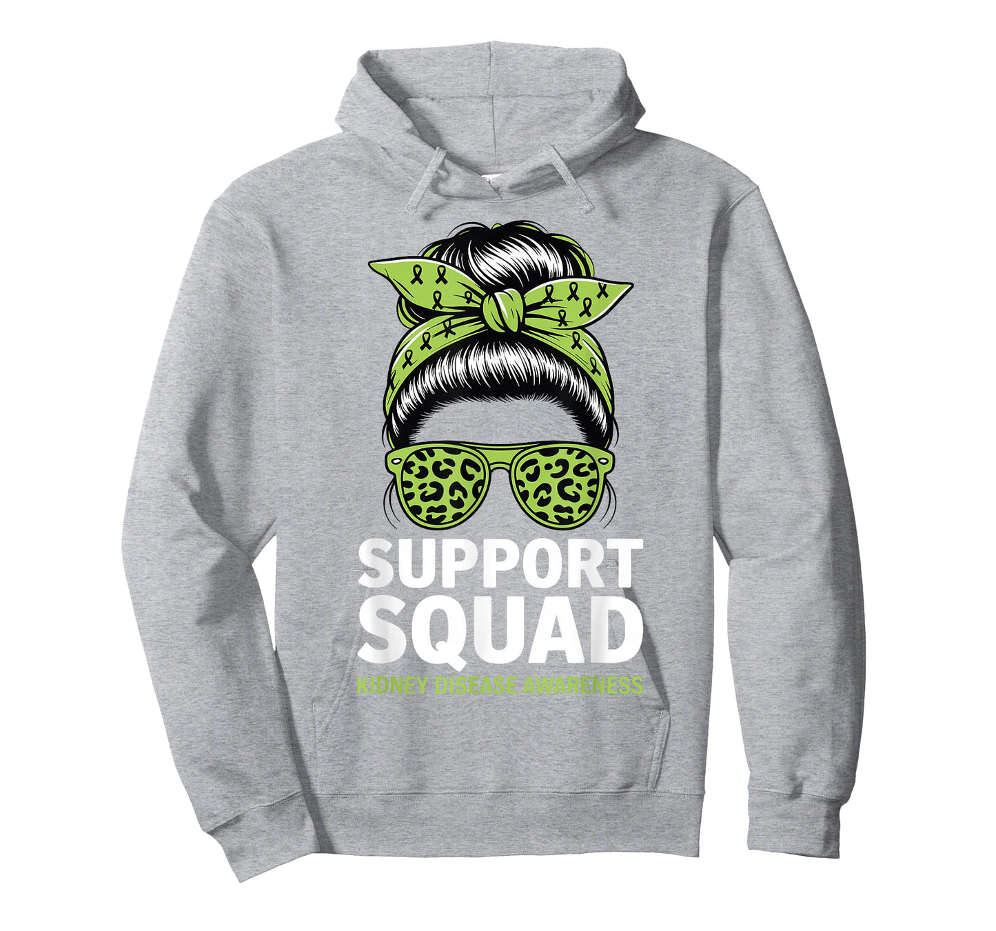 Kidney Disease Awareness Messy Bun Support Squad T-Shirt