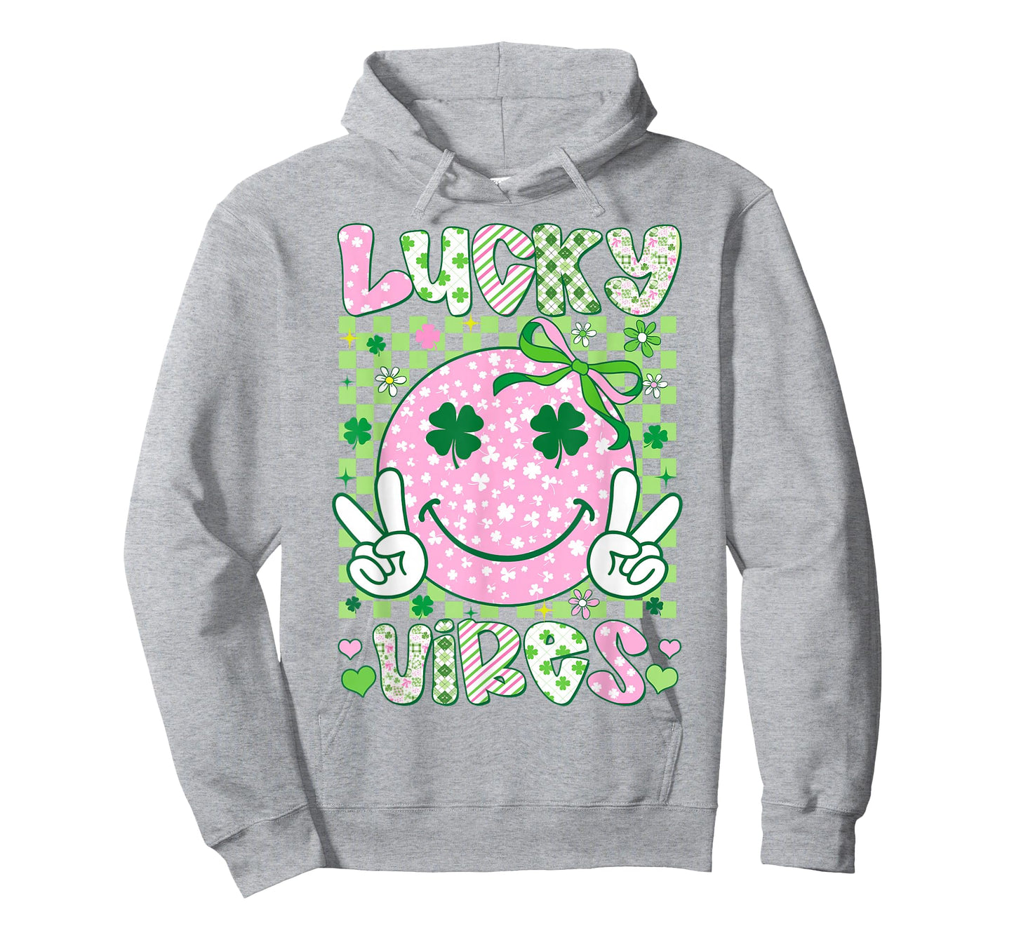 Kids St Patricks Day Lucky Vibes Shamrock Pink Women Girls T-Shirt