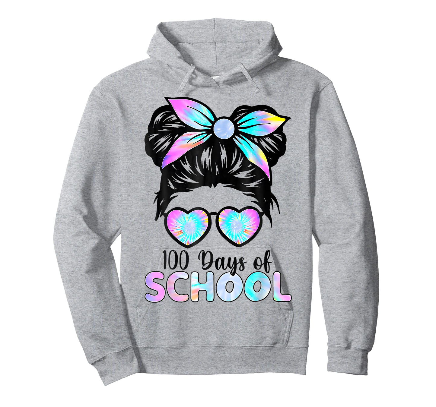 100 Days Smarter Girls Messy Bun Hair 100th Day of School T-Shirt