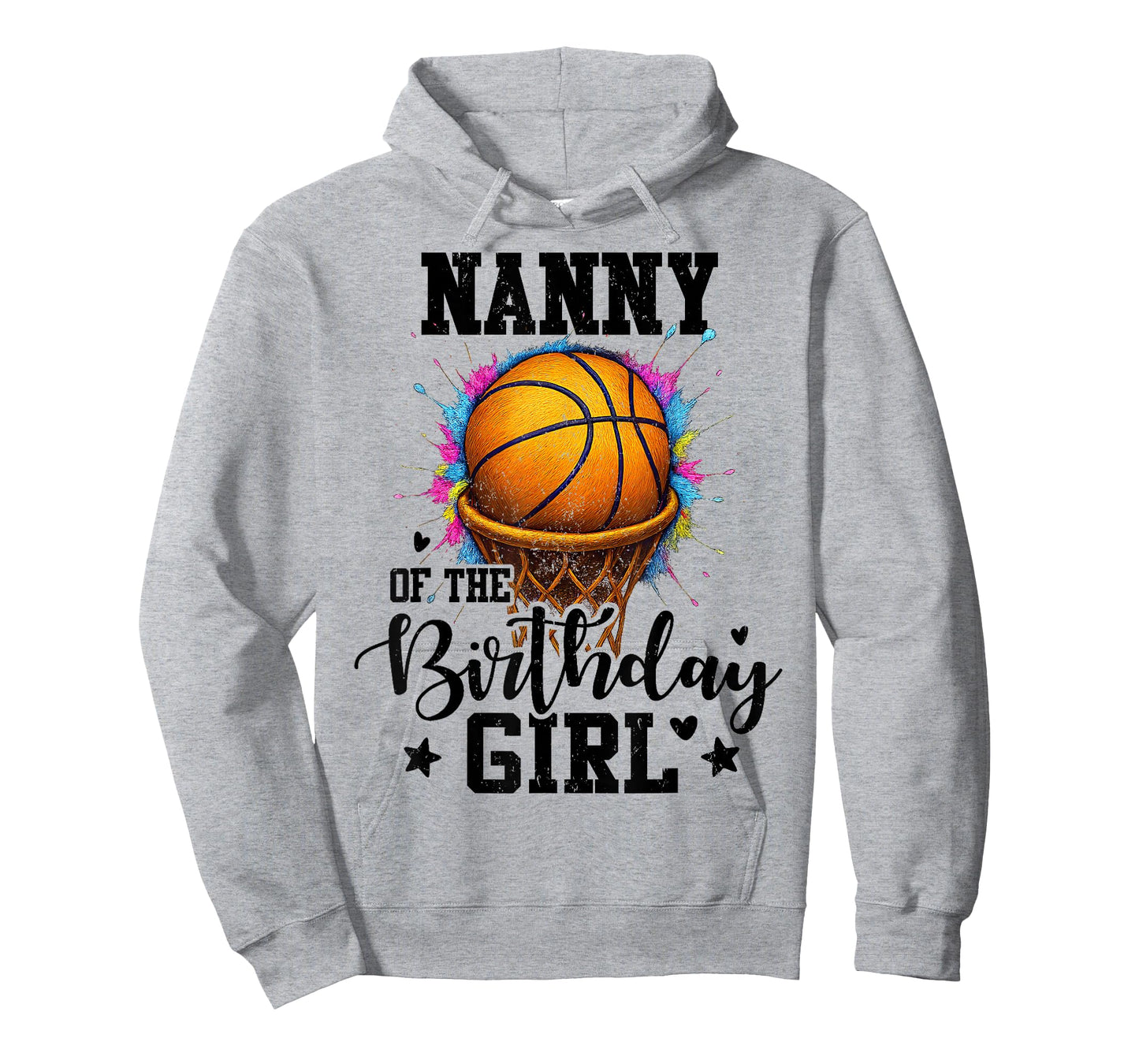 Nanny of The Birthday Girl Basketball Colorful Matching T-Shirt