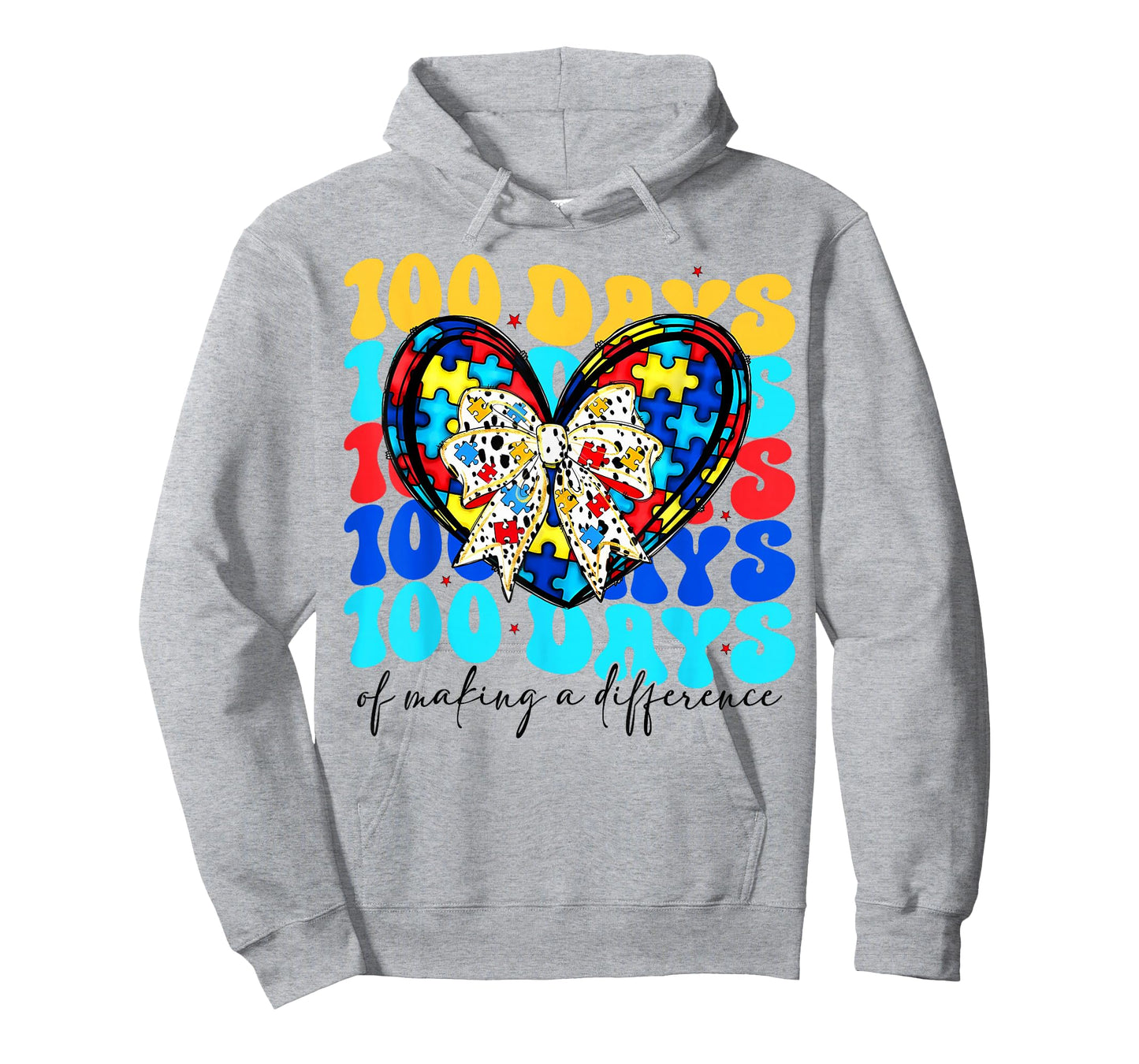 100 Days of Making Difference 100th Day of School Autism T-Shirt