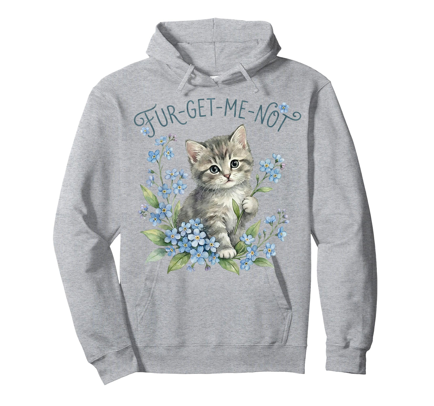 Cute Cat & Flowers Fur-Get-Me-Not Gift Women Girls Kids T-Shirt