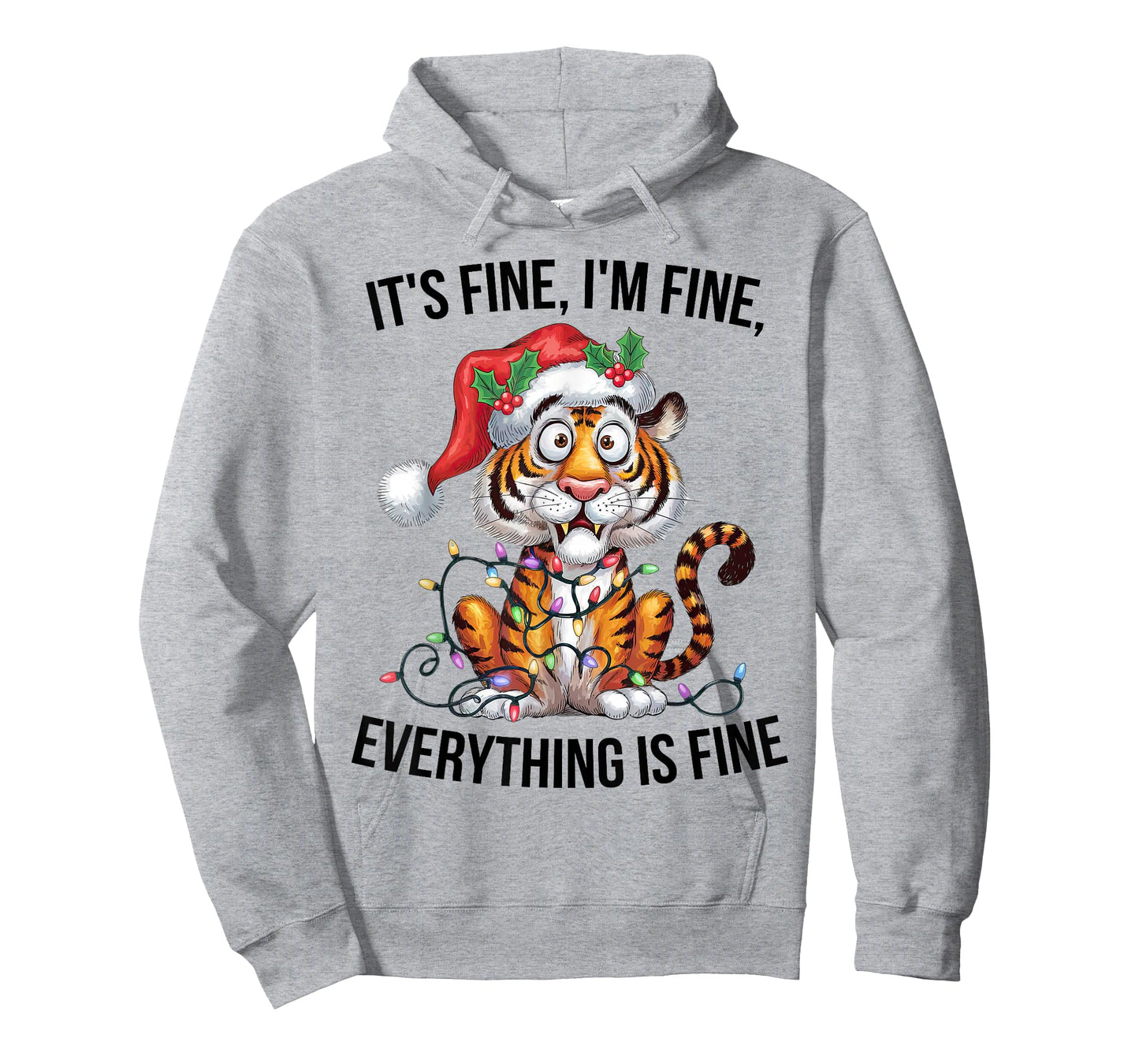 Cute Tiger Christmas It's Fine I'm Fine Everything is Fine T-Shirt