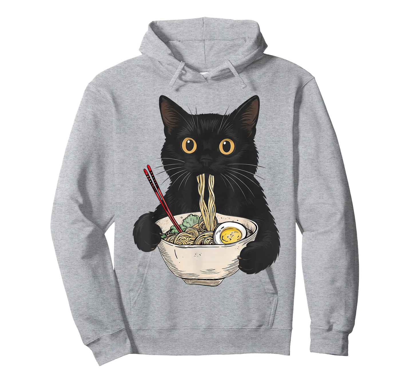 Funny Cat Eating Noodles Cute Cat Men Women Kids T-Shirt