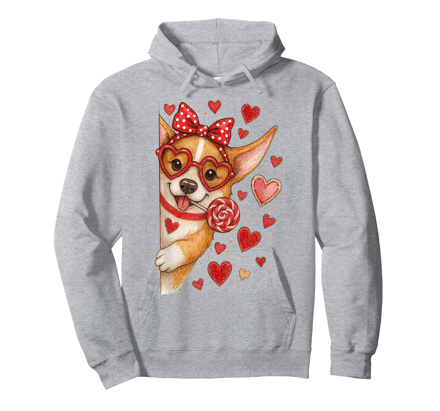 Cute Corgi Valentine Kawaii Pink Hearts Puppy Dog Mom Women T-Shirt