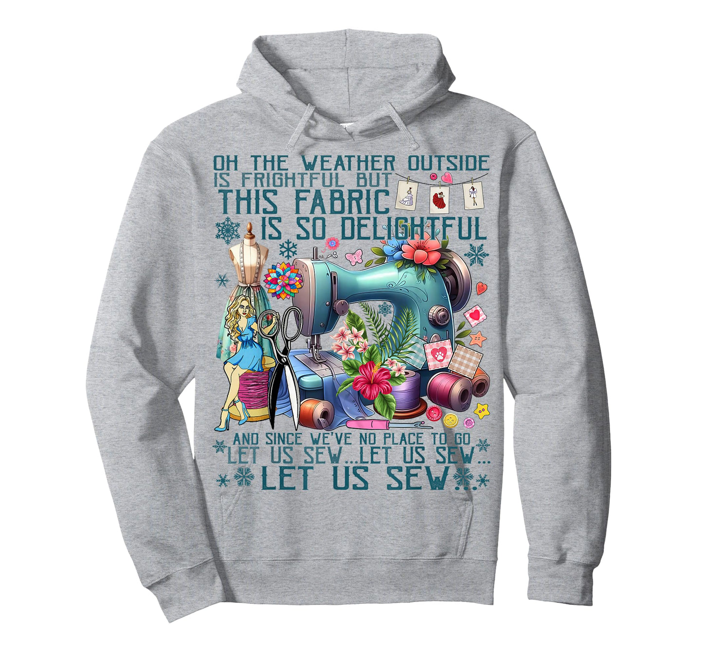 Let Us Sew Funny Sewing Quilting Cute Floral Sewing Machine T-Shirt