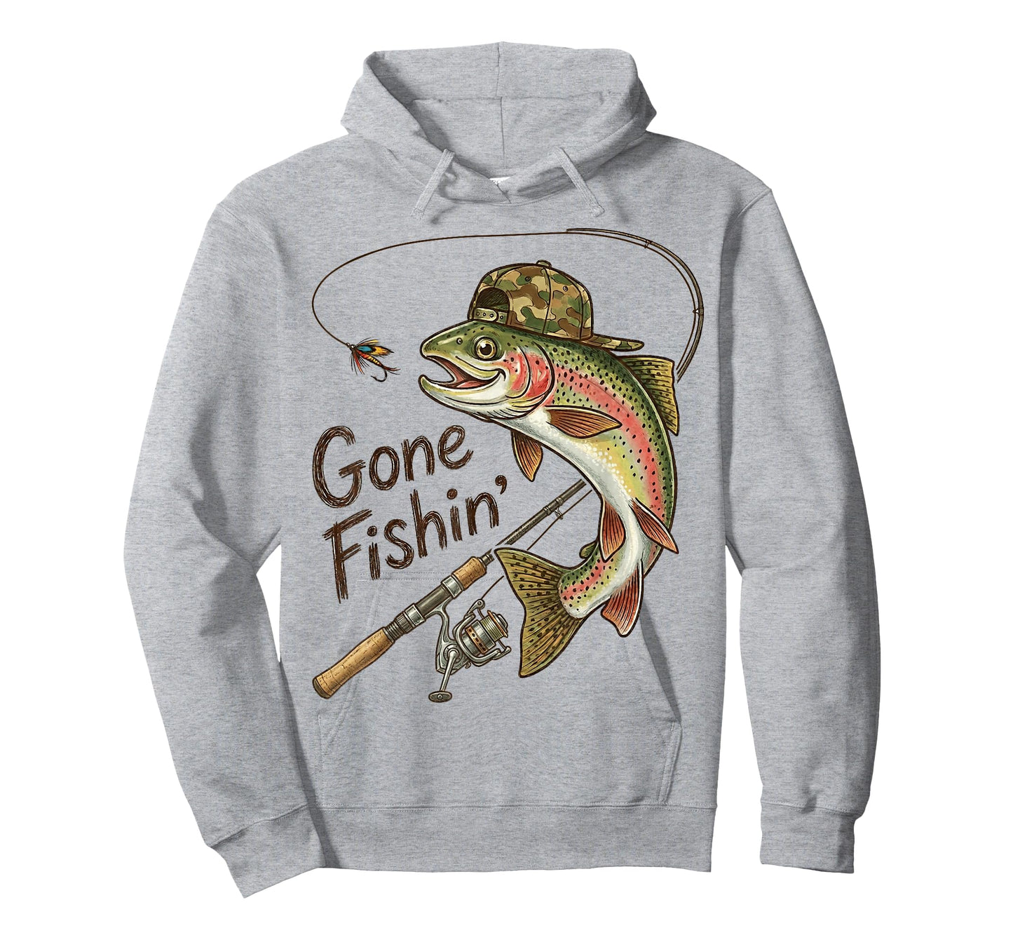 Gone Fishing Camouflage Trout Fish Vintage Fishing Funny T-Shirt