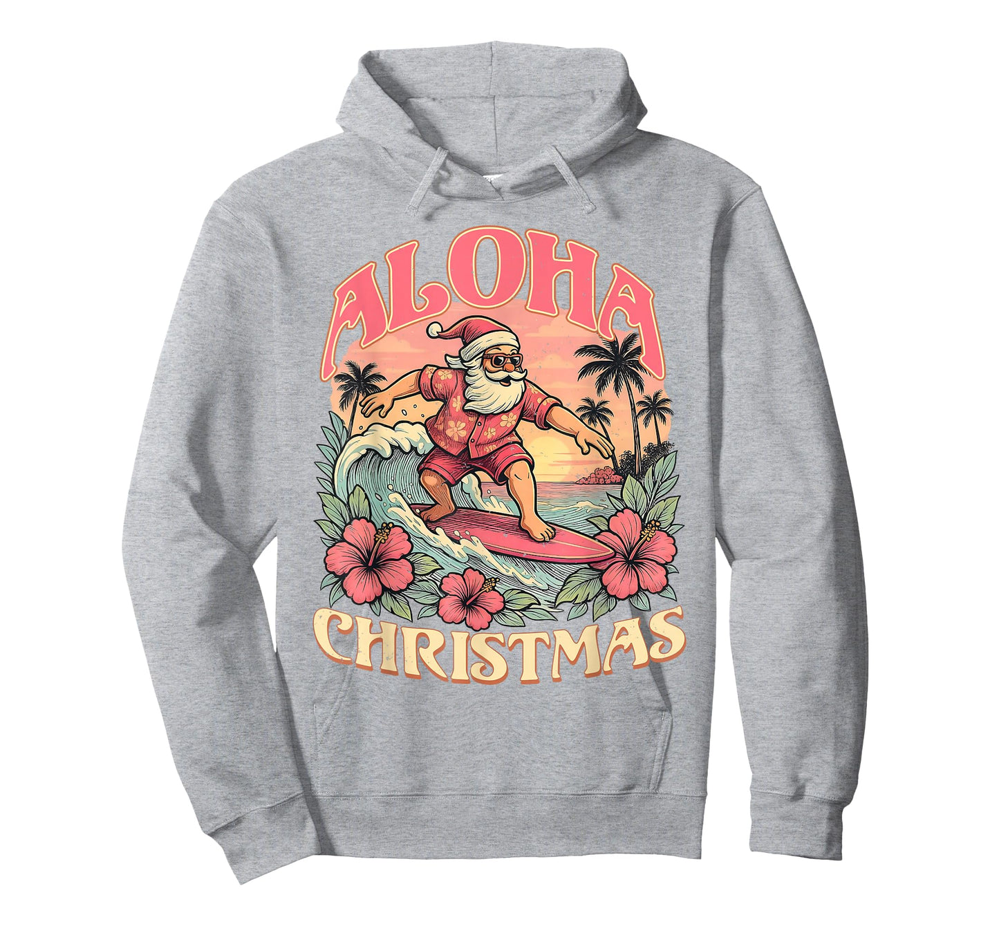 Aloha Christmas Santa Claus Surfing Hawaiian Mele Kalikimaka T-Shirt