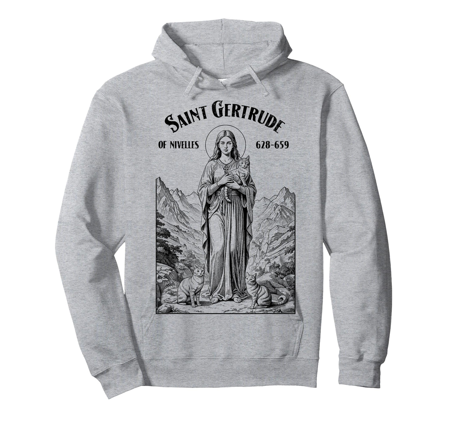 Cats Patron Saint Gertrude Vintage Funny Feline Cat Lovers T-Shirt