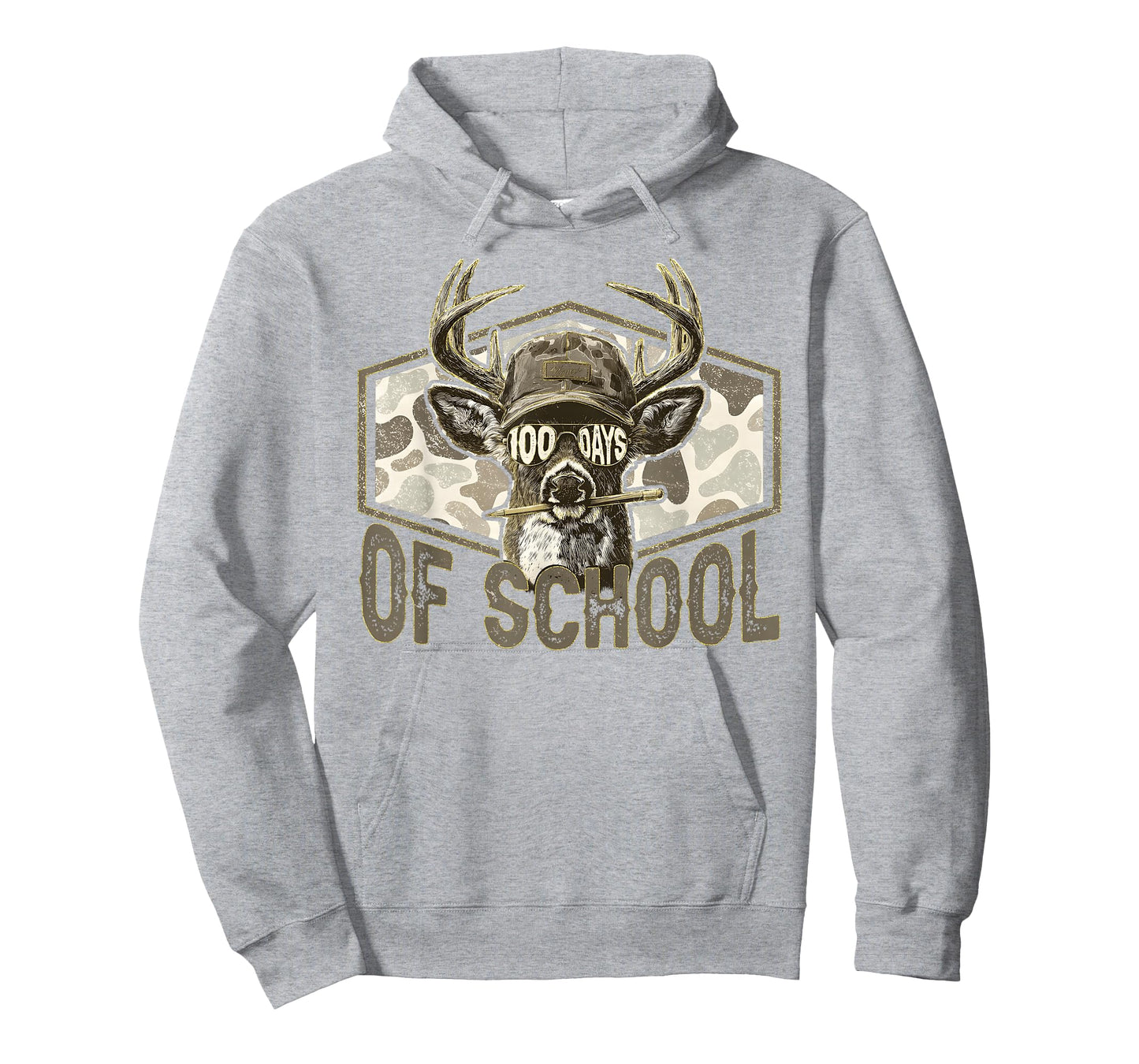 100 Days of School Deer Hunting Camo Hunter Teacher Boy Men T-Shirt