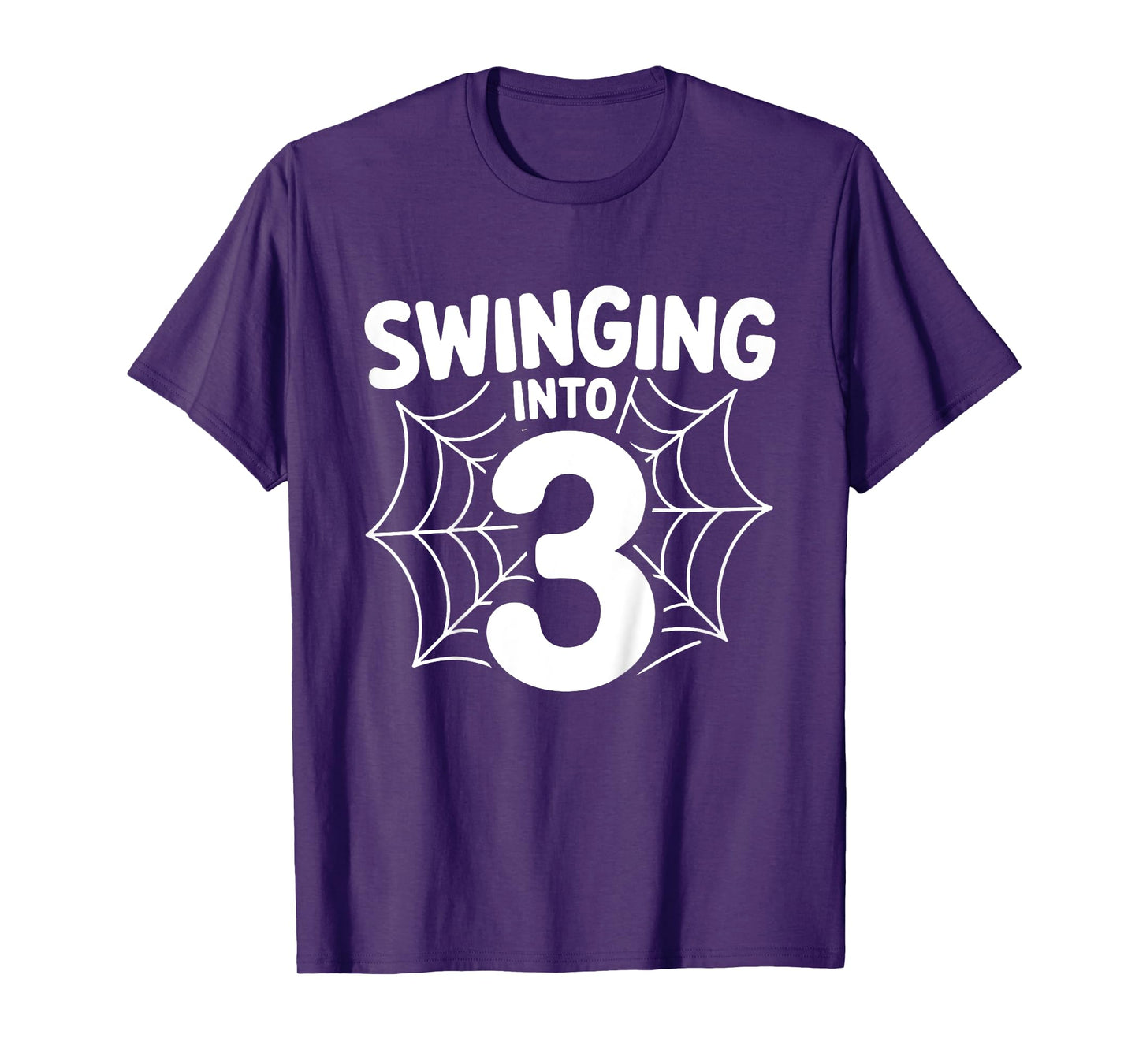 Kids Swinging into 3 Spider 3rd Birthday Party 3Yr old Boy T-Shirt