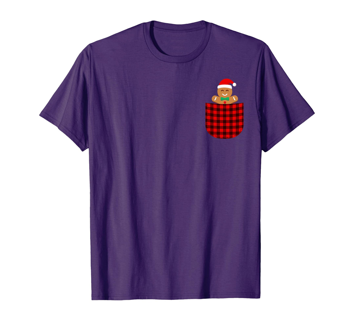 Gingerbread Cookie Buffalo Red Plaid Pocket Christmas Funny T-Shirt
