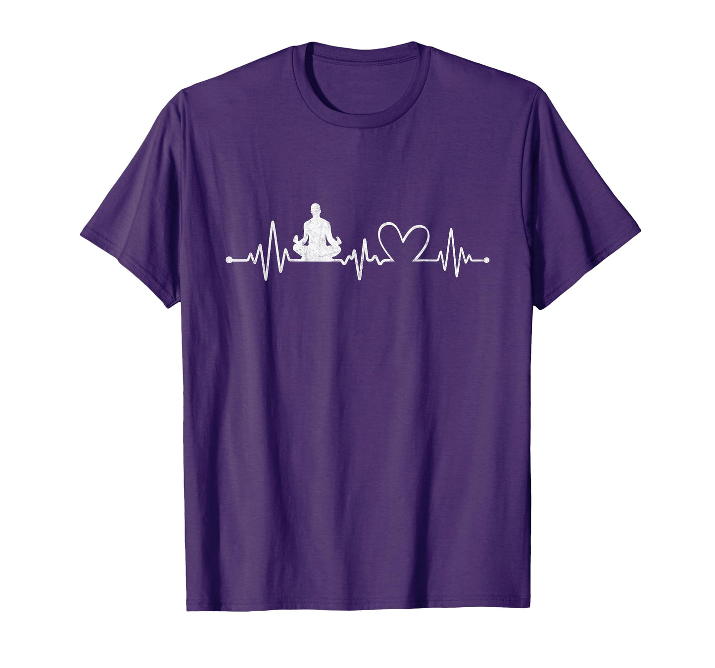 Distressed Yoga With Heartbeat Graphic Yoga Lover T-Shirt