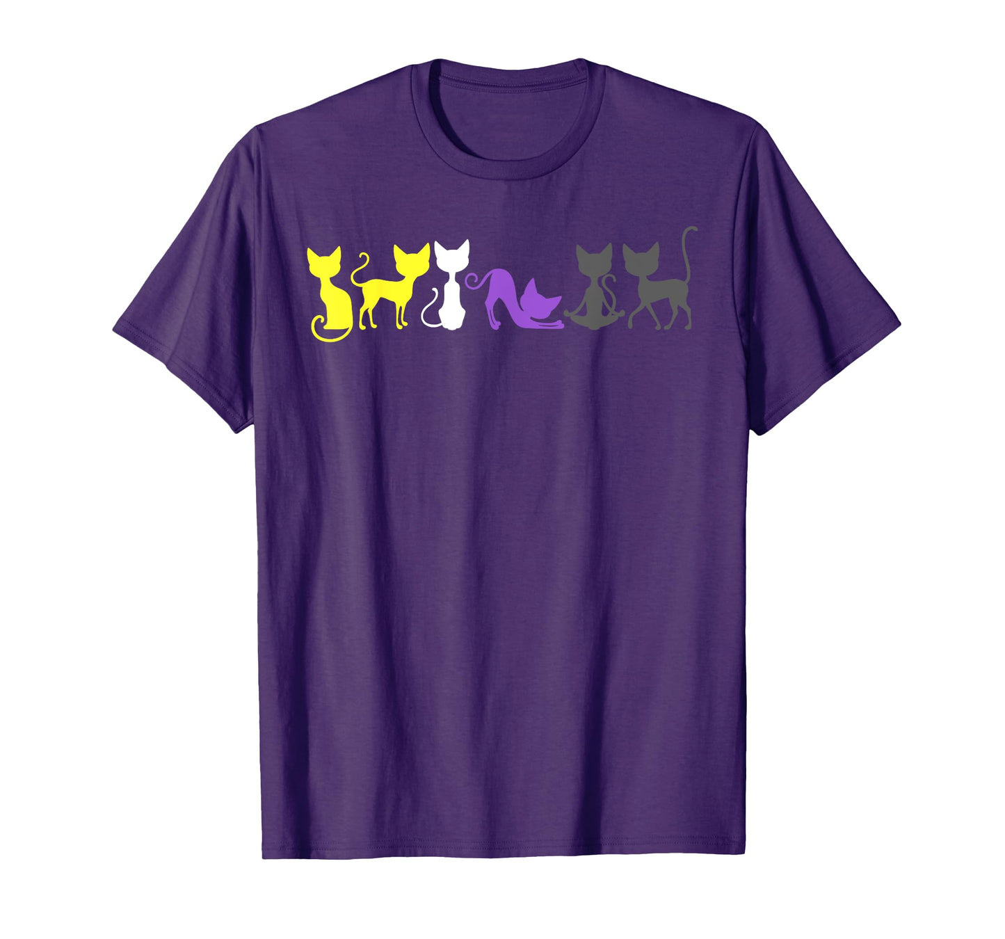 Nonbinary Pride Cats Stretching and Meditating in Flag Color T-Shirt