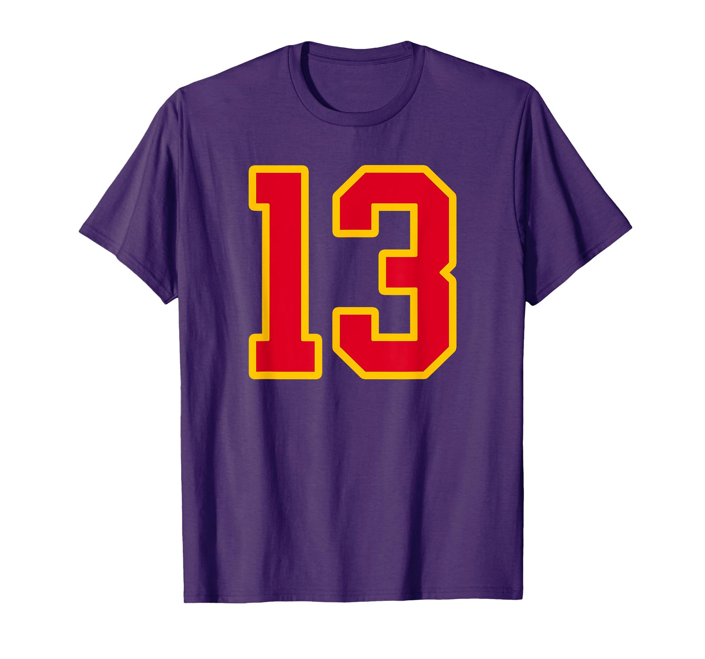 Bright Red Gold Number 13 Jersey Player Uniform #13 T-Shirt