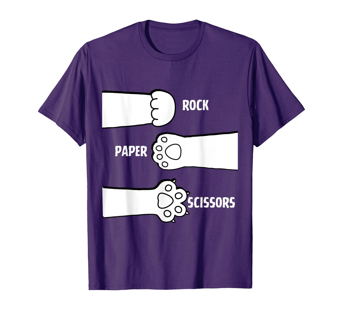 Cat Rock Paper Scissors Hand Game Paw Claw Cute Funny T-Shirt for Men Women Girls Kids