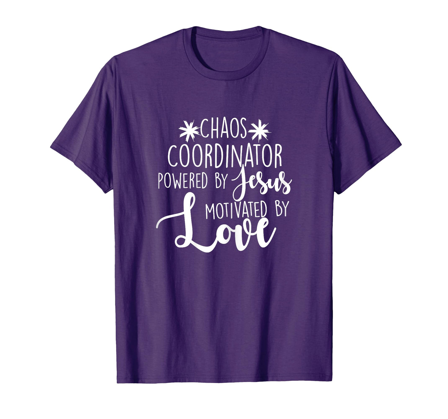 Chaos Coordinator Teacher Design Gift Powered By Jesus Women T-Shirt