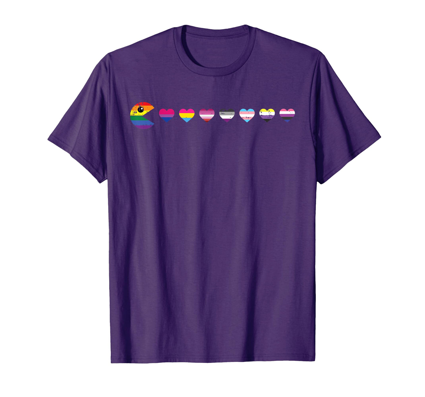 Gay Pride Eating Hearts LGBTQ Ally Gamer Boys Teen Kids Men T-Shirt
