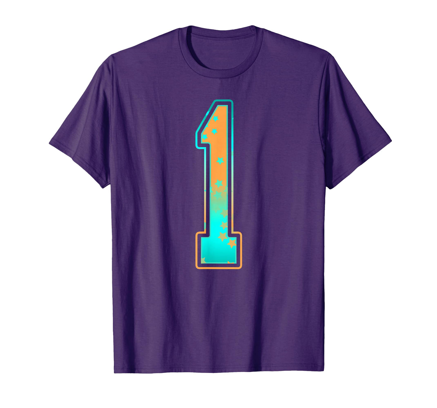 Mint Green Teal Orange Number 1 Jersey Player Uniform #1 T-Shirt