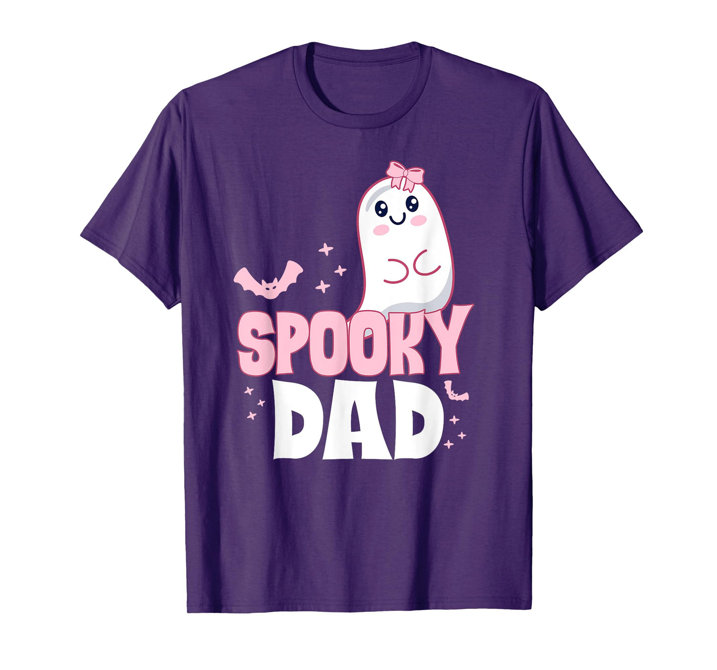 Spooky Dad Family Cute Pink White Ghost Boo Halloween T-Shirt