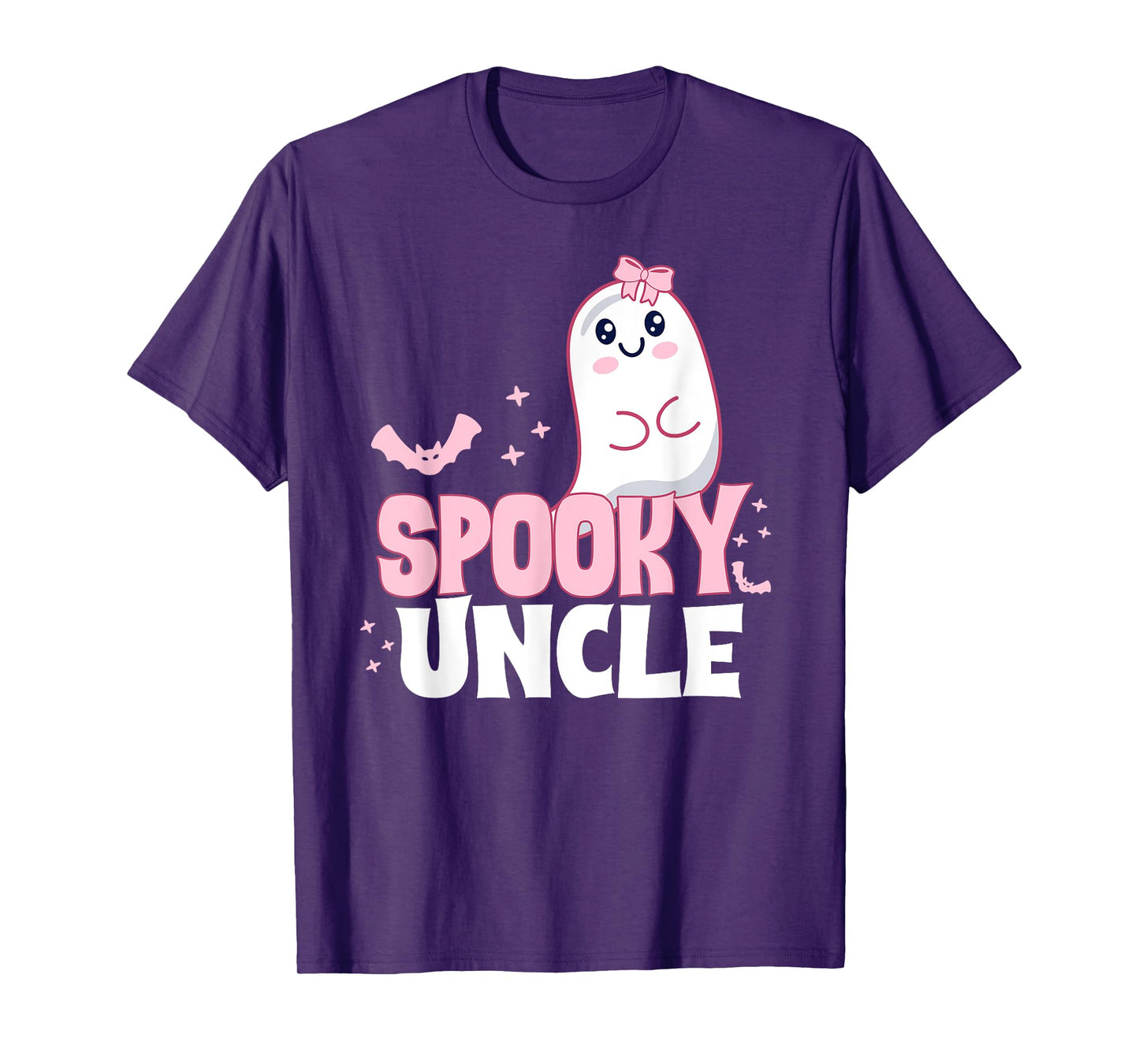 Spooky Uncle Family Cute Pink White Ghost Boo Halloween T-Shirt