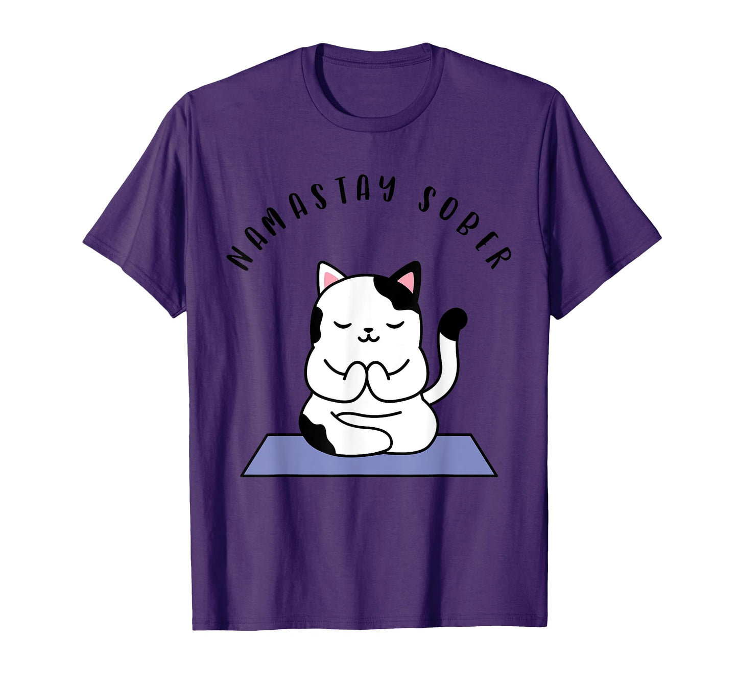Namastay Sober Cute Cat Yoga NA AA T Shirt Men Women Gift T-Shirt