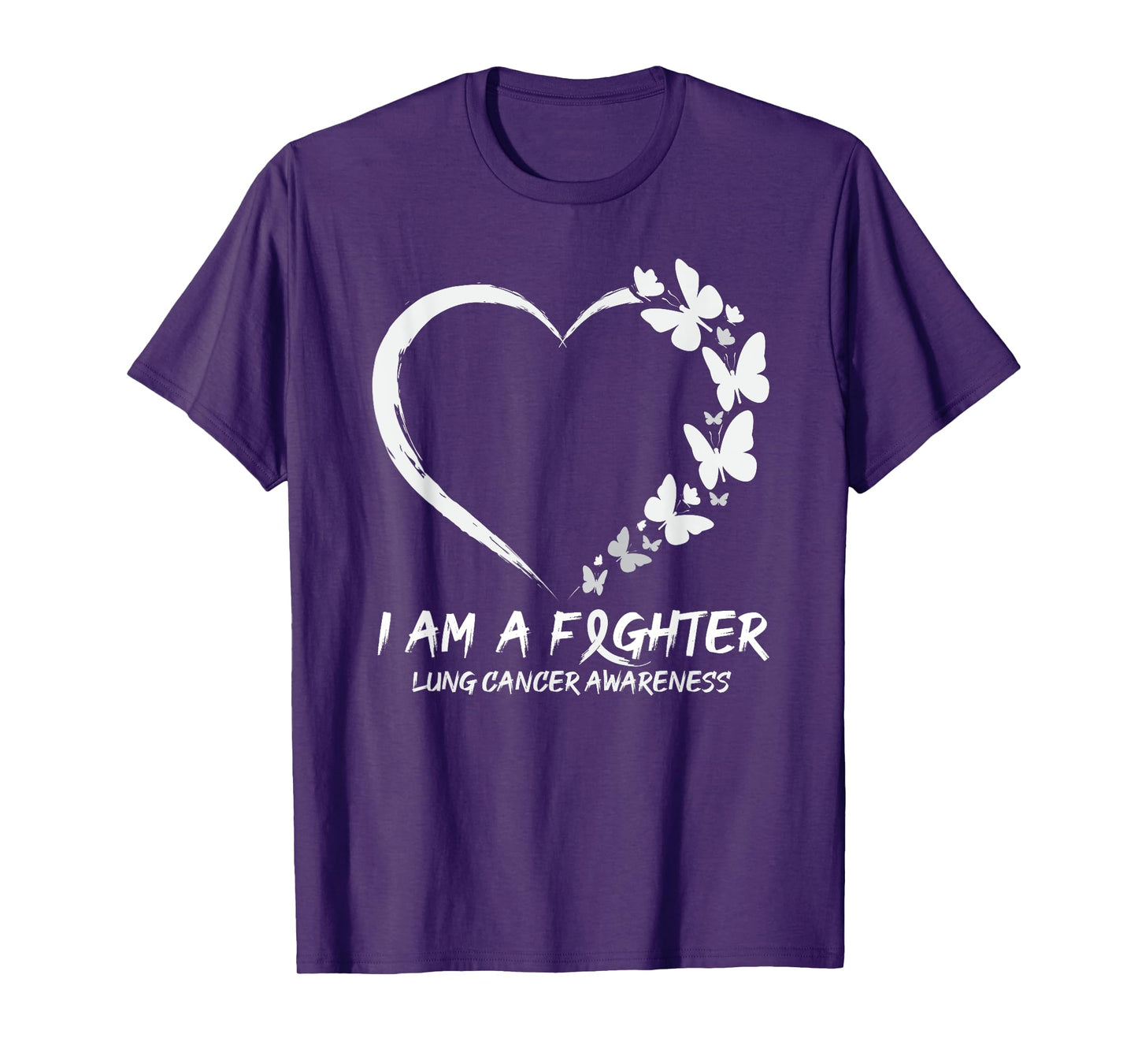 Butterfly Heart I Am A Fighter Lung Cancer Awareness T-Shirt