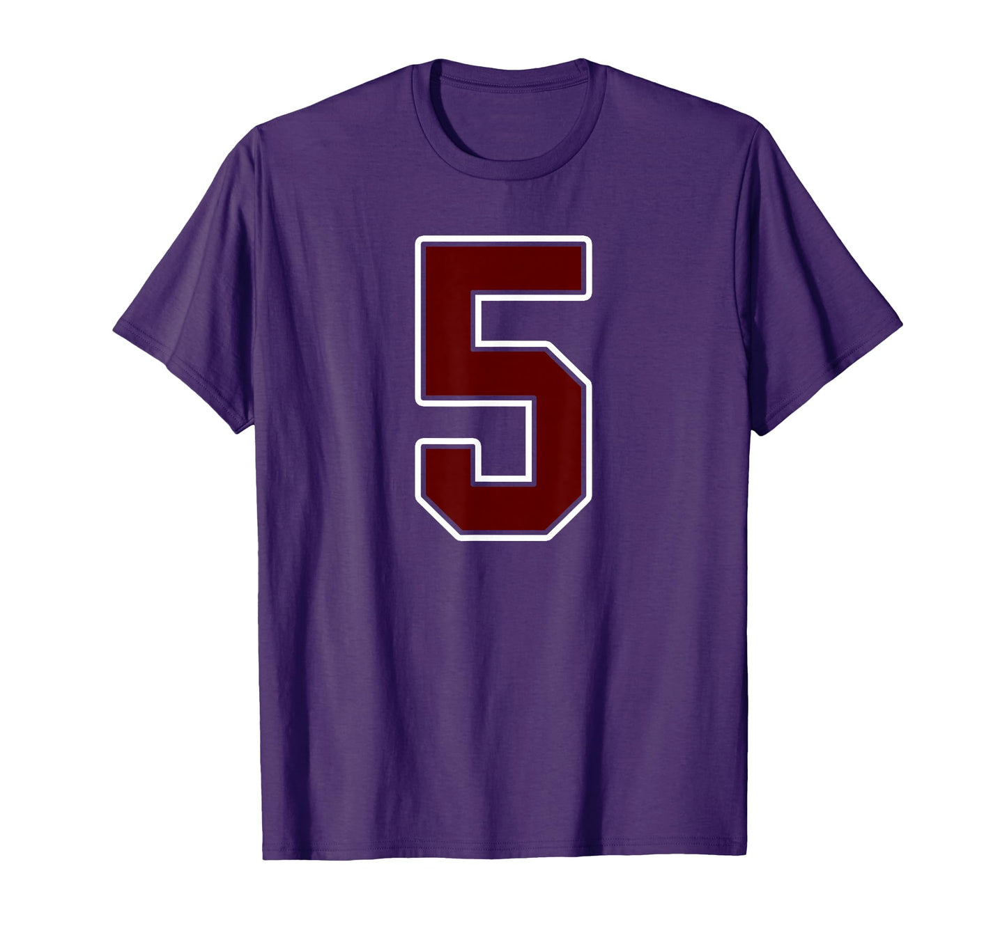 Maroon and White Number 5 Jersey Player Uniform #5 Fan T-Shirt
