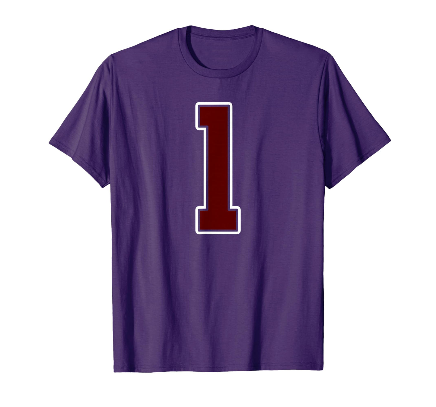 Maroon and White Number 1 Jersey Player Uniform #1 Fan T-Shirt