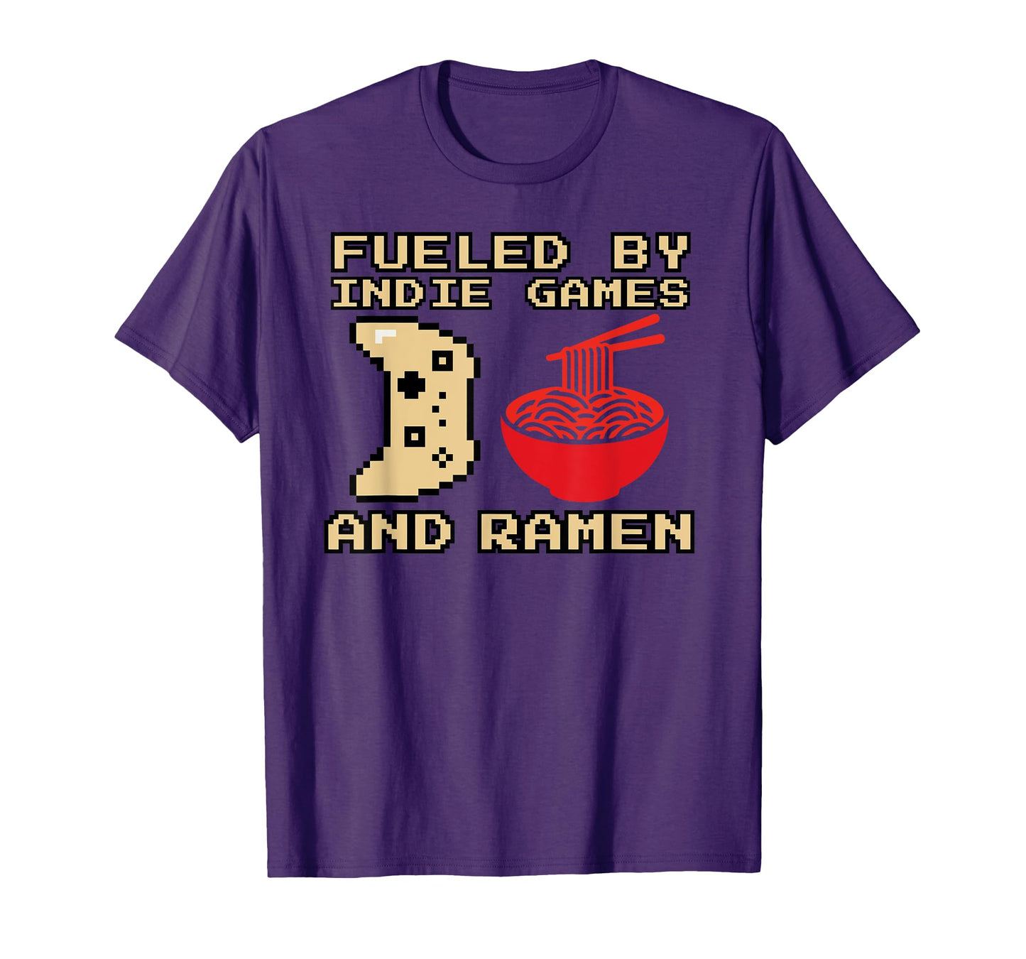 Funny Gamer Fueled by Indie Games and Ramen Pixel Design T-Shirt