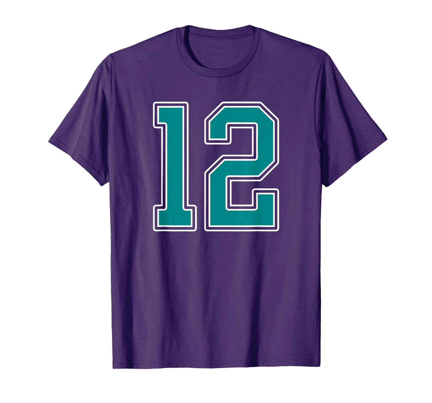 Teal and White Number 12 Jersey Player Uniform #12 Fan T-Shirt
