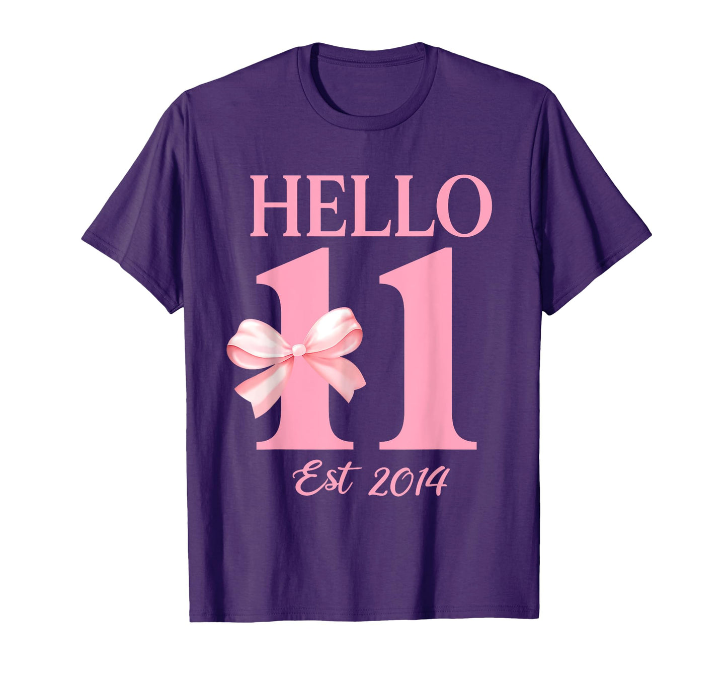 Hello Eleven Est 2014 11th Birthday Girl Coquette Bow Kids T-Shirt