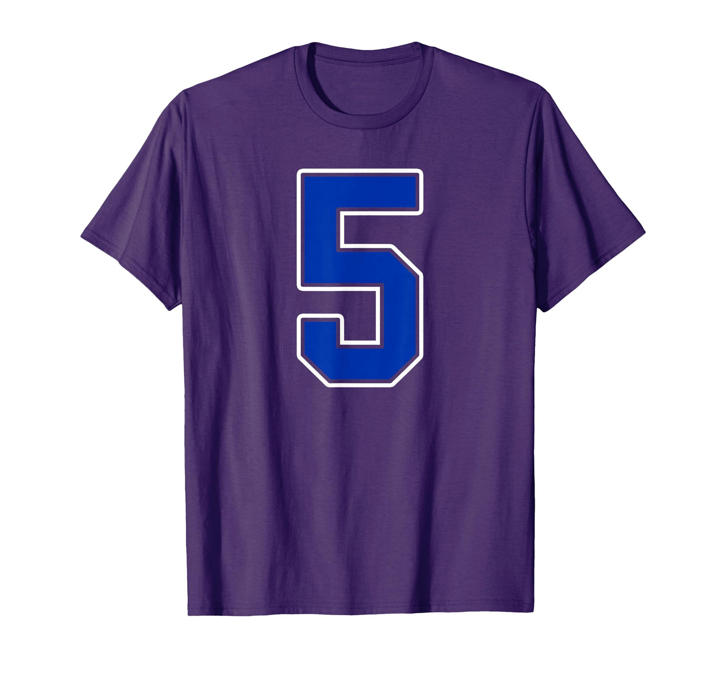 Royal Blue White Number 5 Jersey Player Uniform #5 T-Shirt