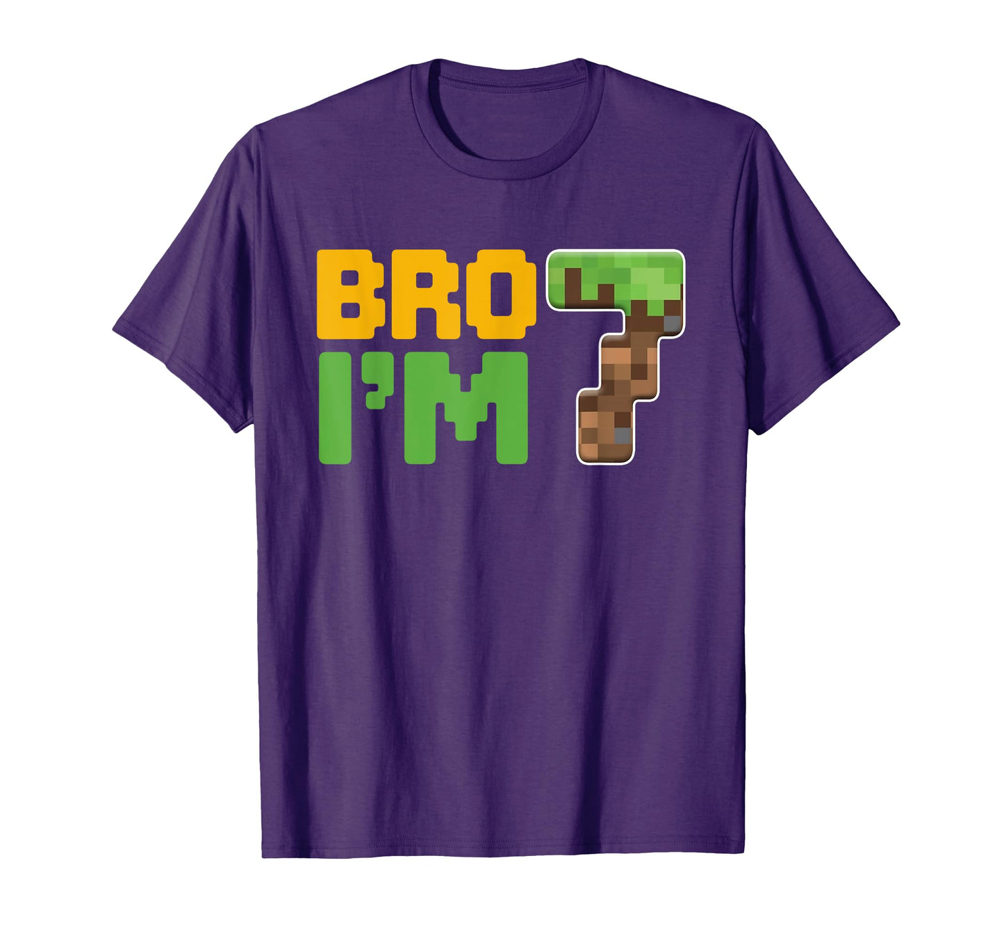 Boys Kids 7th Birthday Boy Bro I’m 7 Year Old Gamer Pixel T-Shirt