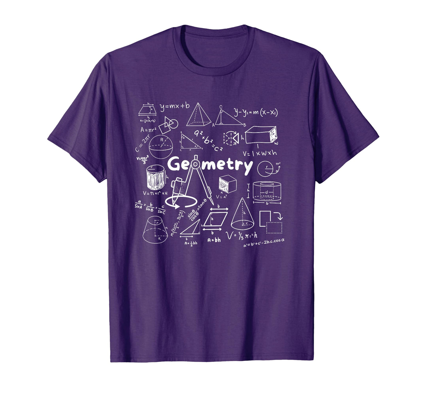 Geometry Lover's Shapes Equations & Formulas Cool Math Geek T-Shirt