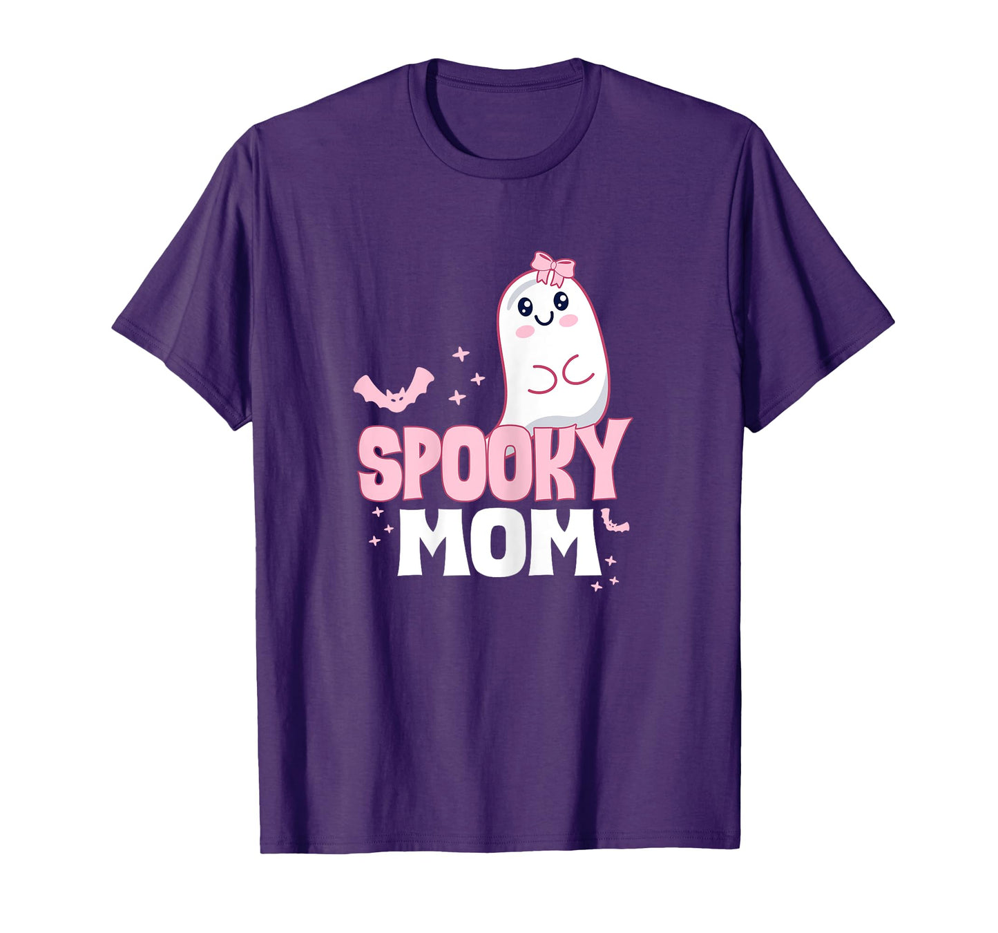 Spooky Mom Family Cute Pink White Ghost Boo Halloween T-Shirt