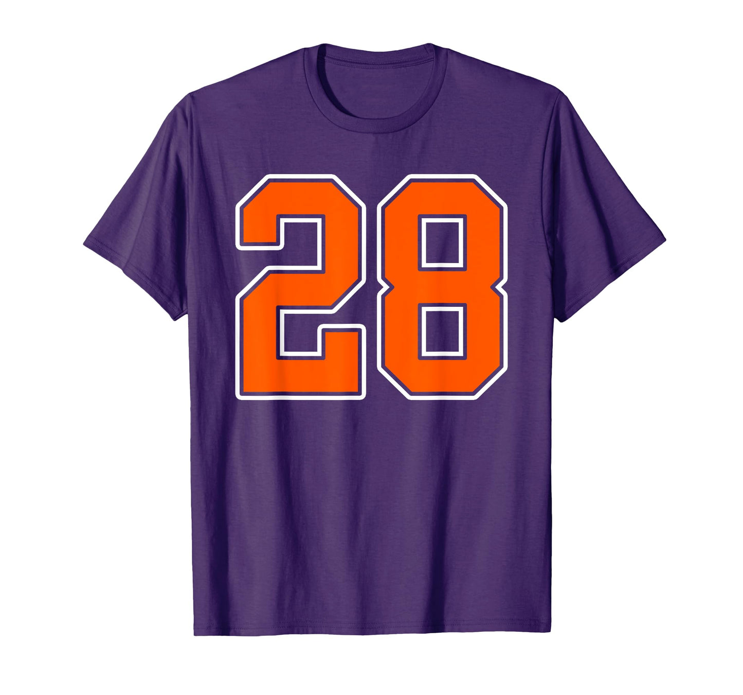 Orange White Number 28 Jersey Player Uniform #28 T-Shirt