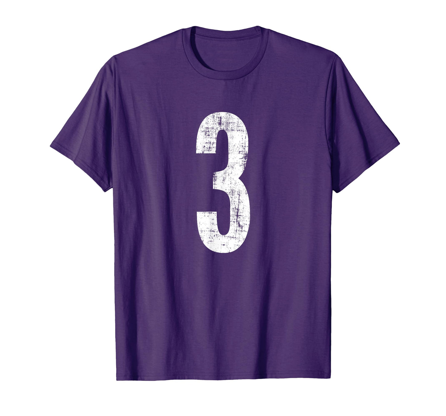 Number 3 Three Distressed Vintage Sport Team Player's T-Shirt