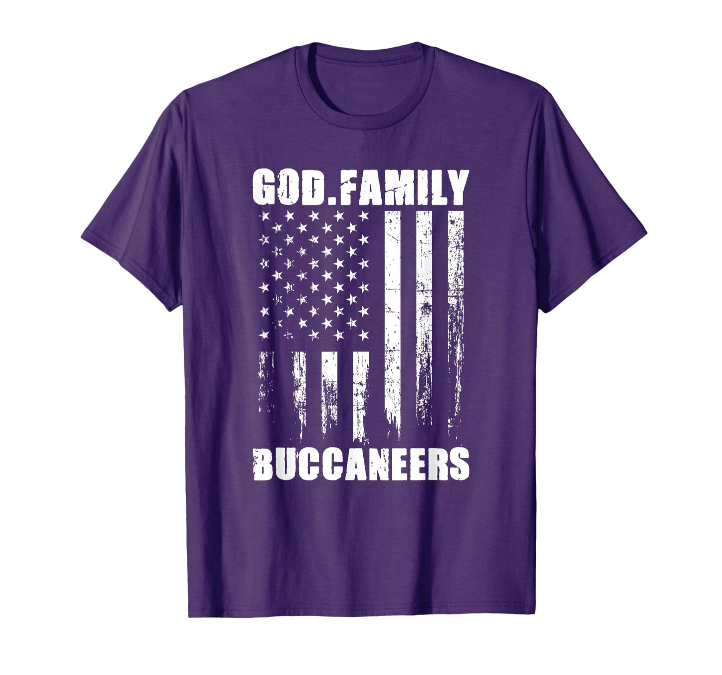 God. Family. Buccaneers. Vintage USA Flag T-Shirt