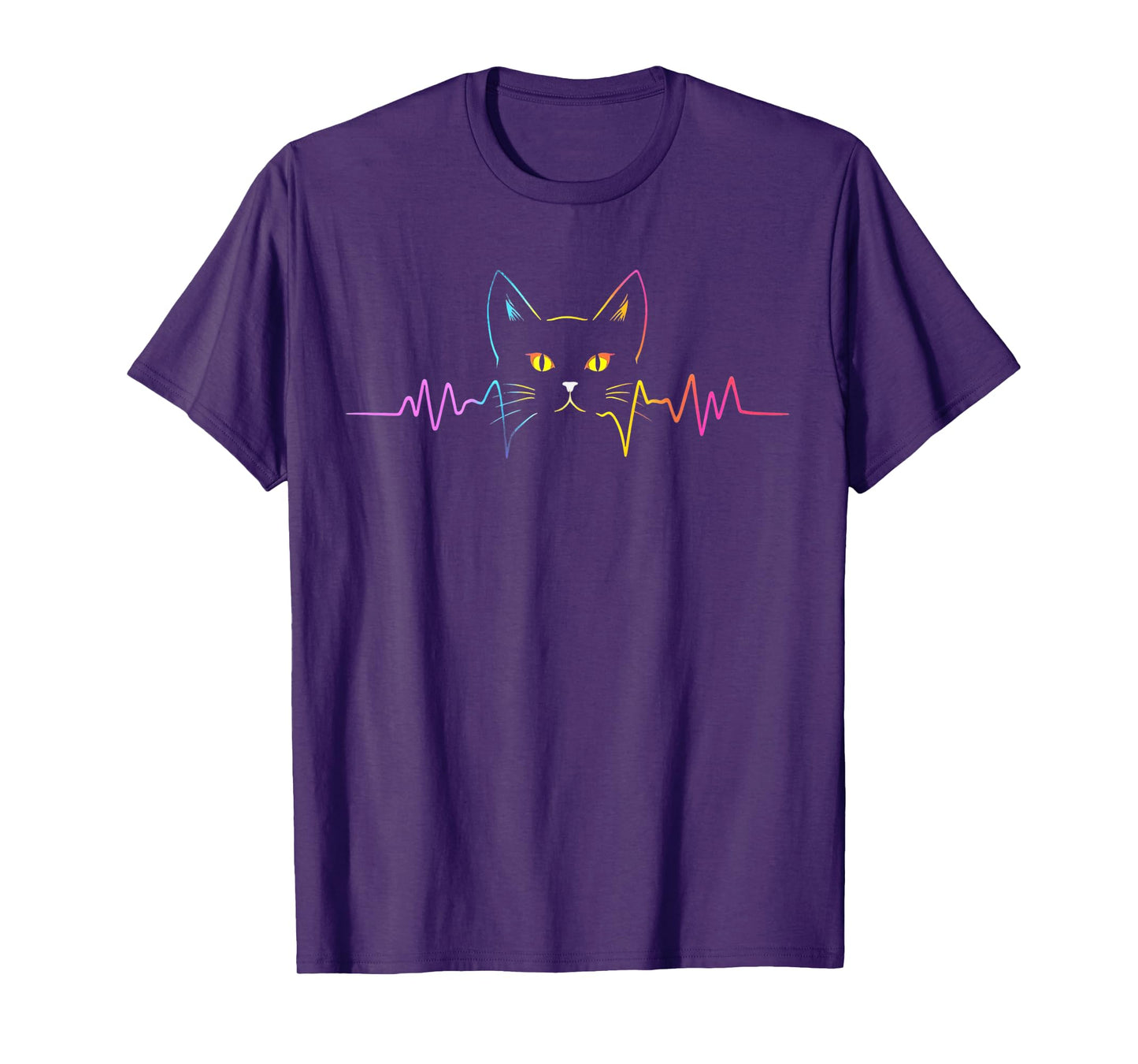 Heartbeat Cat Lover Cute Cat Owner Animal Silhouette Art ECG T-Shirt