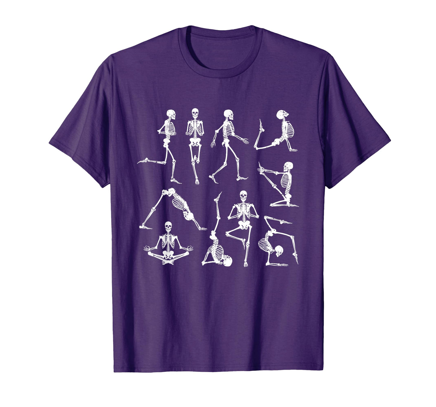 Skeleton Yoga Poses Funny Halloween Flexible Bone Yogi Crew T-Shirt