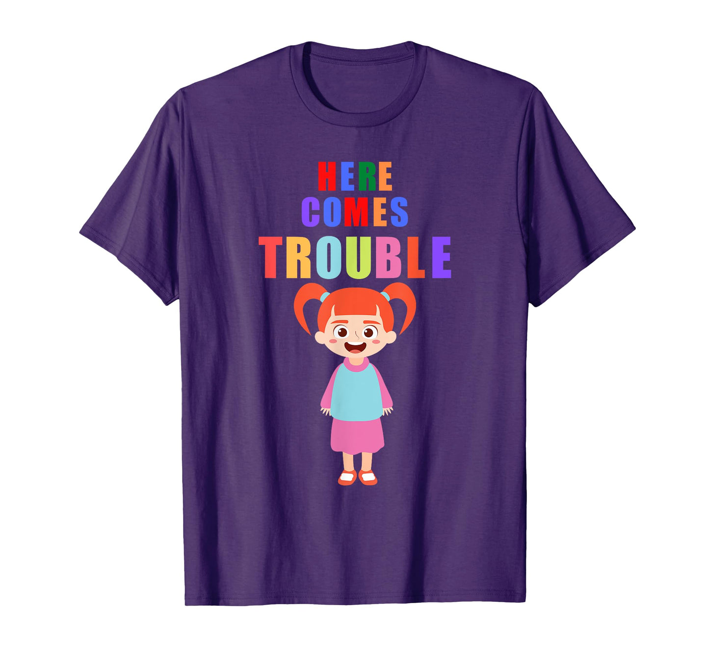 Here comes trouble funny redhair girl kids gift T-Shirt