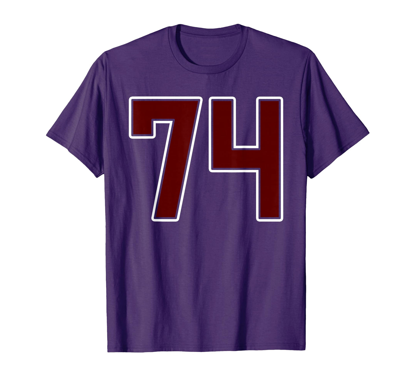 Maroon and White Number 74 Jersey Player Uniform #74 Fan T-Shirt