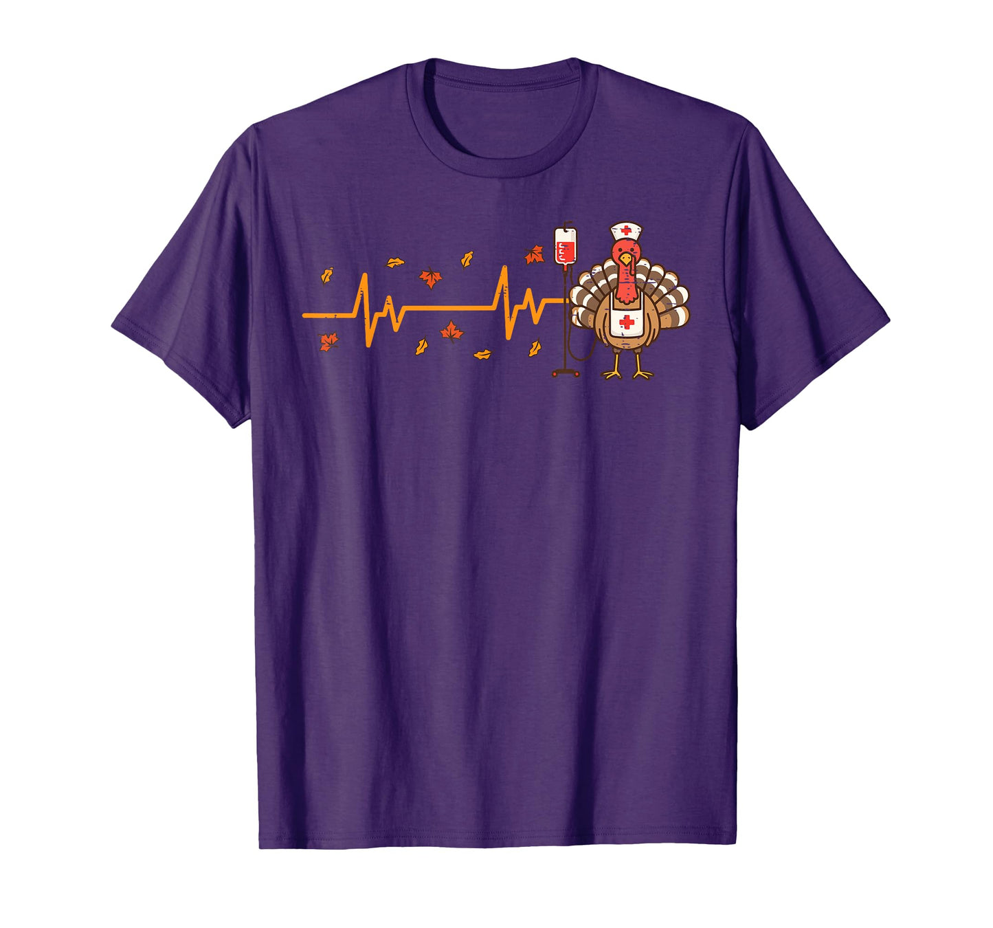 Thanksgiving Nurse Heartbeat Turkey Fall Scrub Top Women Men T-Shirt